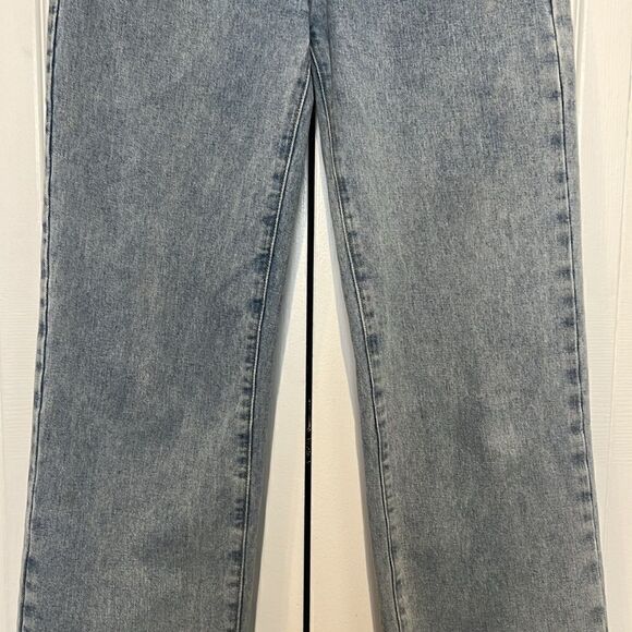 Princess Polly High Rise Raw Hem Light Wash Jeans Size 4 - Picture 4 of 14